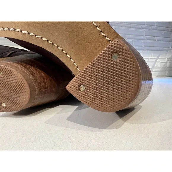 Vintage Dexter High Burgundy Leather Heeled 5 1/2M Boho Cuffed Boots - Picture 7 of 12